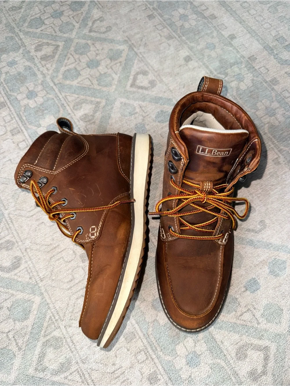 L.L. Bean Men’s Stonington Moc Toe Leather Boots Brown Size 9.5M